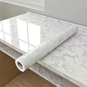 5m x 60cm wide gray self-adhesive marble pattern sticker wallpaper