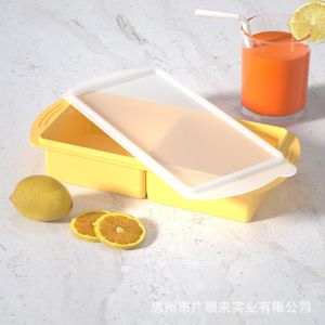 2 -single compartment 500ml Silicone tray with lid- Yellow colour