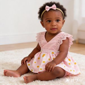 JOMAKE 1M-3Y  girls' romper suit, pink daisies