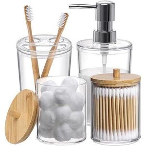 4-piece bathroom storage box, soap dispenser + toothbrush cup + cotton swab box