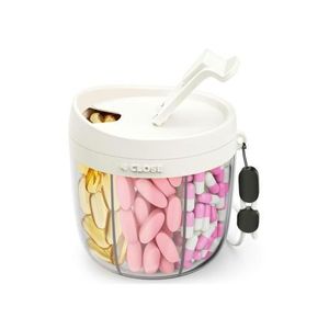 7 Day Pill Organizer Food Grade Plastic Weekly Medicine Box Waterproof Portable Storage Container (BPA Free) (D8.9 x H9.7)cm / (D3.5 x H3.8)inch - White