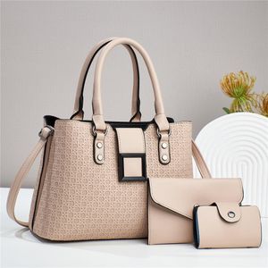 Women’s 3-in-1 Woven Tote Handbag Set - Beige