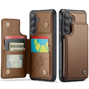 Samsung Galaxy A17 /A26 High Quality Shockproof Leather Case With Magnetic Wallet Card Holder- Brown 