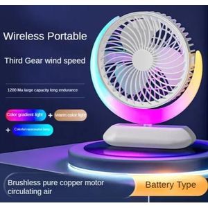 Portable Rechargeable Mini Fan With RGB LED Night Light – Wireless USB Desk Fan 3 Speed Cooling Fan, Quiet Battery Operated Air Circulator For Home Office & Bedroom - Colorful