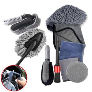 9PCS Car Cleaning Kit - All-in-One Interior & Exterior Detailing Set with Soft Brushes, Microfiber Towels, Wash Mitt & Wheel Brush - Safe for All Car Types