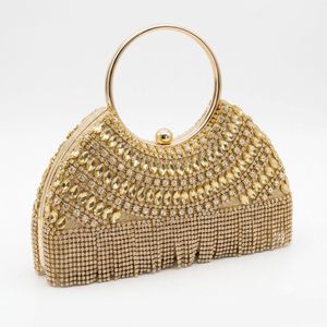 Women's Luxury Rhinestone Evening Clutch Bag - Gold