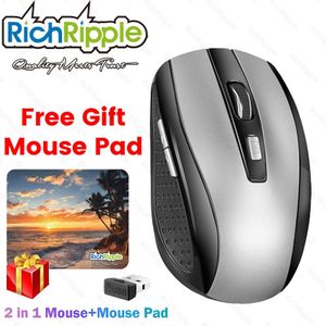 RichRipple 2 in 1  Universal Plug and Play Silent  Wireless 2.4G Bluetooth Mouse  seaside sunset pattern mouse pad for Laptop, PC, Desktop