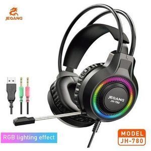 JH-780 RGB Noise Cancelling Headphones 3.5mm+USB -black