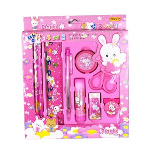 9-Piece Gift Stationery Set for School Children – Educational Writing & Drawing Kit (Pink)