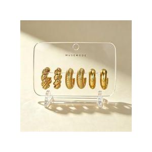 6Pcs/Set Classic Twist C Shape Design Women's Earrings - Gold