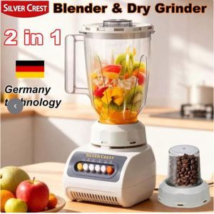 SILVER CREST 1.5L Quality Long Lasting High Powerful Blender 2 In 1 with 2 jar- White/Grey