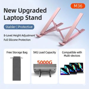 Others M36 Upgraded 8-Level Adjustable Foldable Laptop Stand - Ergonomic Aluminum Portable Notebook Holder - Supports up to 5kg - For Laptops, Tablets & iPads - Includes FREE Storage Bag