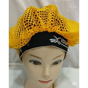  Hairnet Mesh – Durable & Breathable Hair Nets- (Gold with Black band) 