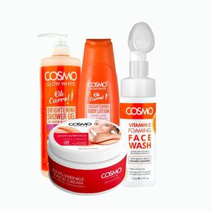 Cosmo Anti - Wrinkle Face Cream+Vitamin C Foaming Face Wash+Glow White Brightening Shower Gel+Glow White Brightening Body Lotion
