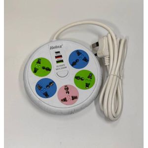 5 Outlet Power Strip 2500W Heavy Duty Universal Socket with Overload Protection-White
