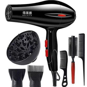 Ionic Salon Hair Dryer, Professional Blow Dryer AC Motor Fast Drying with 2 Speed, 3 Heat Setting, Cool Button, with Diffuser, Nozzle, Concentrator Comb for Curly & Straight Hair-Black