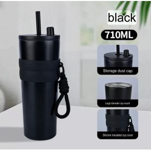 710ml Stainless Steel Vacuum Insulated Tumbler With Straw & Carry S...