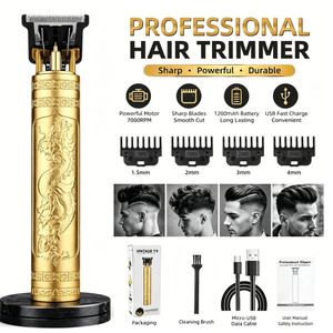 Rechargeable USB Hair Clipper for Men - 4 Limit Combs + Cleaning Brush (Bald/Fade Cuts)