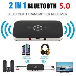 2-IN-1 Bluetooth 5.0 Audio Emitter Receiver, Wireless Audio Adapter with 3.5mm AUX & RCA for TV, PC, Headphones, Speakers