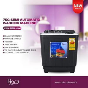 Roch 7Kg Twin Tub Semi Automatic Washing Machine - RWM-910TT-J(W) - Black