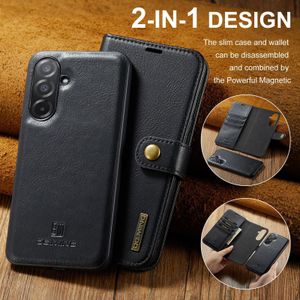 DG Ming (2in1) Phone Case, Compatible With Galaxy A36 / A56 Phone, Magnetic Detachable Flip Leather Phone Case With Wallet - Black 