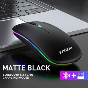 Tianquil General Rechargeable Luminescent Ultra-thin Mute Wireless Mouse 2.4G Bluetooth Dual Mode- Black
