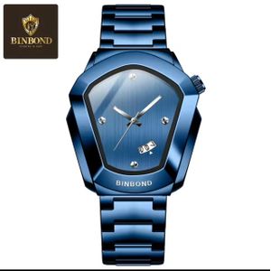 BINBOND Elegant Men's Mechanical Wristwatch, Luxury Business Watch, Waterproof Stainless Steel Automatic Watch, color: blue