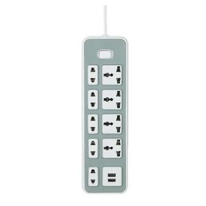 Extension Board 9 Outlet With 2USB Port (8M)-Grey/White