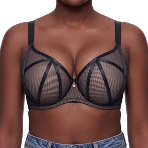 Binnys Effortless Style Bra,Modern Geometric Camel ,Mesh Full Coverage Push Up Bra, Supportive Underwire Lingerie, Fixed Non-Removable Pads, Adjustable Strap Concert Plus Size Women's Bra