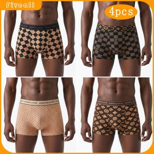 4 Pieces Men's Boxer Briefs Set – Stylish Patterned Underwear - Multi