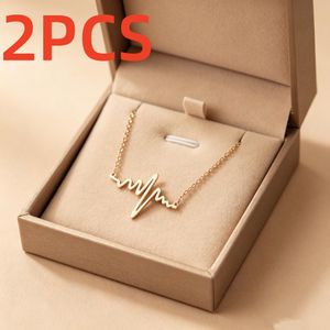 GALUIN 2PCS Women's ECG Heart Rate Necklace
