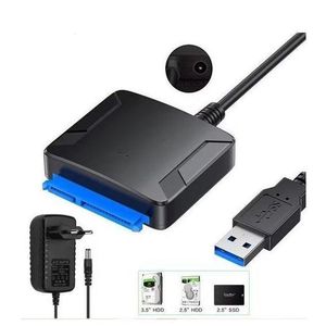 USB 3.0 to S-ATA III Converter Adapter 2.5/3.5" SSD/HDD Hard Drive Support Power Adapter for PC External Hard Drive Connection