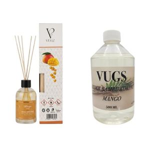 VUGZ Mango Reed Diffuser Set - 100ml Diffuser & 500ml Large Refill Pack
