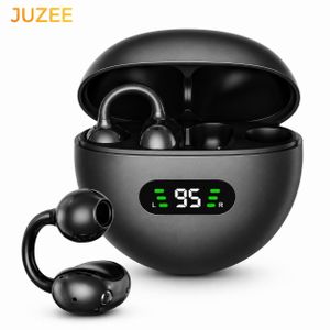 JUZEE Open Ear Clip-On Wireless Earbuds Bluetooth 5.4 C-Bridge Comfortable Sports Headphones - Black