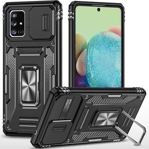 Baseus Phone Case, Compatible With Galaxy A71 5G Phone, Slide Window Lens Protection with Magnetic Stand Ring - Black 
