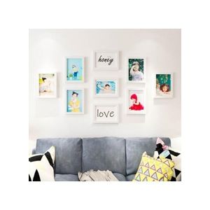 9Pcs 7" Picture Holder Photo Frame Set For Wall Tabletop Display (L20 x W14.9)cm / (L7.8 x W5.9)inch - White