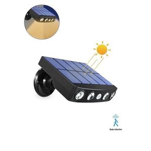 4W 1200mAh Rotatable Waterproof Motion Sensor LED Solar Light Garden Wall Lamp - Black/Yellow Light