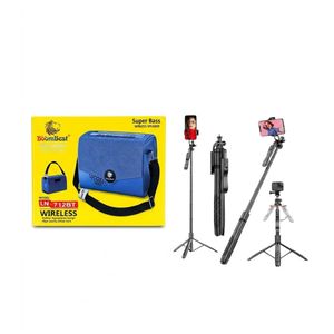 BoomBest LN-712BT Wireless Bluetooth Speaker with Phone Holder Tripod and Selfie Stick Set