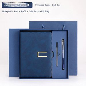 Business office pen gift set, including a pen, refills, gift box, gift bag, and notebook.