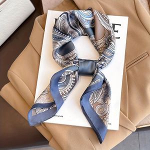 NIKIHONG 1pc. Blue Paisley Printed Square Scarf-Thin And Smooth Women'S Scarf-Very Suitable for Business And Leisure Wear.