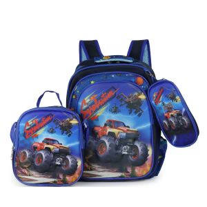 New Waterproof Nylon Mixed Cartoon Backpack Cute Big Capacity Outdoor Three Pieces Set School Student Schoolbag for Kids