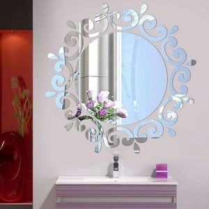 3D DIY Three-dimensional Mirror Wall Sticker, Bathroom Cosmetic Mirror, Decorative Mirror