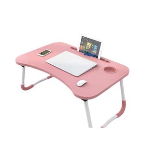 Folding Laptop Table Computer Desk For Student / Bedside - pink