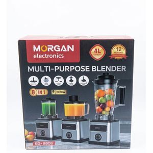 Morgan Electronics 2200W 8-in-1 Multi-Purpose Blender & Food Processor (Model: BD-8806) – 4L Capacity Heavy Duty Kitchen System