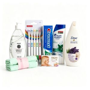 7‑in‑1 Complete Personal Care Set Toothbrushes, Toothpaste, Shampoo, Body Wash, Soap, Towel, Liquid Cleanser