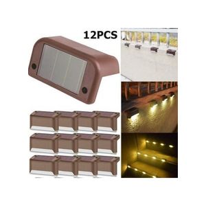 12 Pcs Solar Deck Lights - Waterproof LED Outdoor Pathway, Yard, Stair & Fence Lamps, Warm White - (L5 x W8)cm / (L2 x W3.1)inch