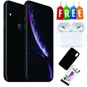 iPhone XR – 128GB HDD – 3GB RAM – 12MP Camera – Face ID – 6.1" Liquid Retina HD Display - Black + Free Accessories