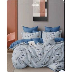 Cado King size bedsheet with 4 pillowcases- blue white 