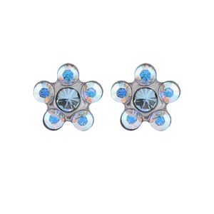 Studex Daisy Ab Crystal-March Aquamarine Stainless Steel Ear Stud For Kids - Multicolor