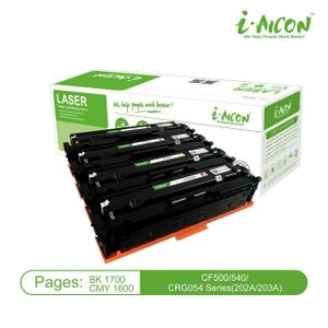 i-AICON Universal Compatible Color Laser Toner Cartridge Multipack (4-Pack) - Black, Cyan, Yellow, and Magenta